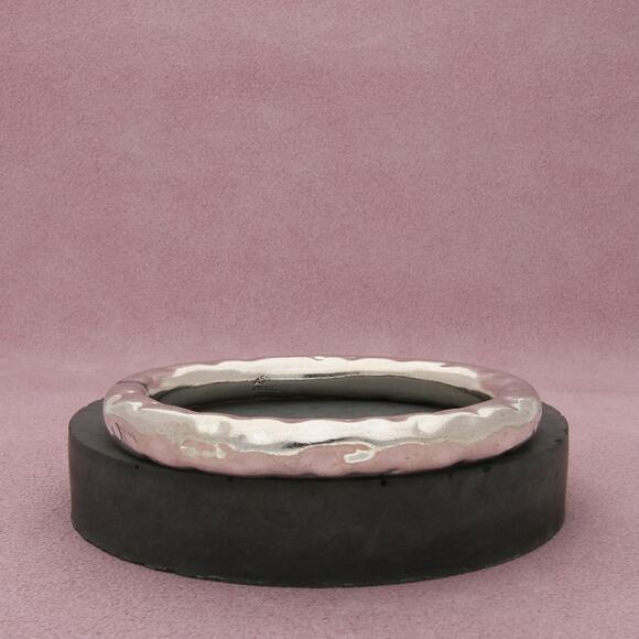 taxco mexico sterling silver vintage hammered bangle bracelet size 7.25in - Picture 1 of 3